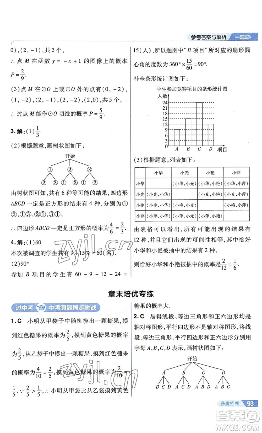 南京師范大學(xué)出版社2022秋季一遍過九年級上冊數(shù)學(xué)蘇科版參考答案