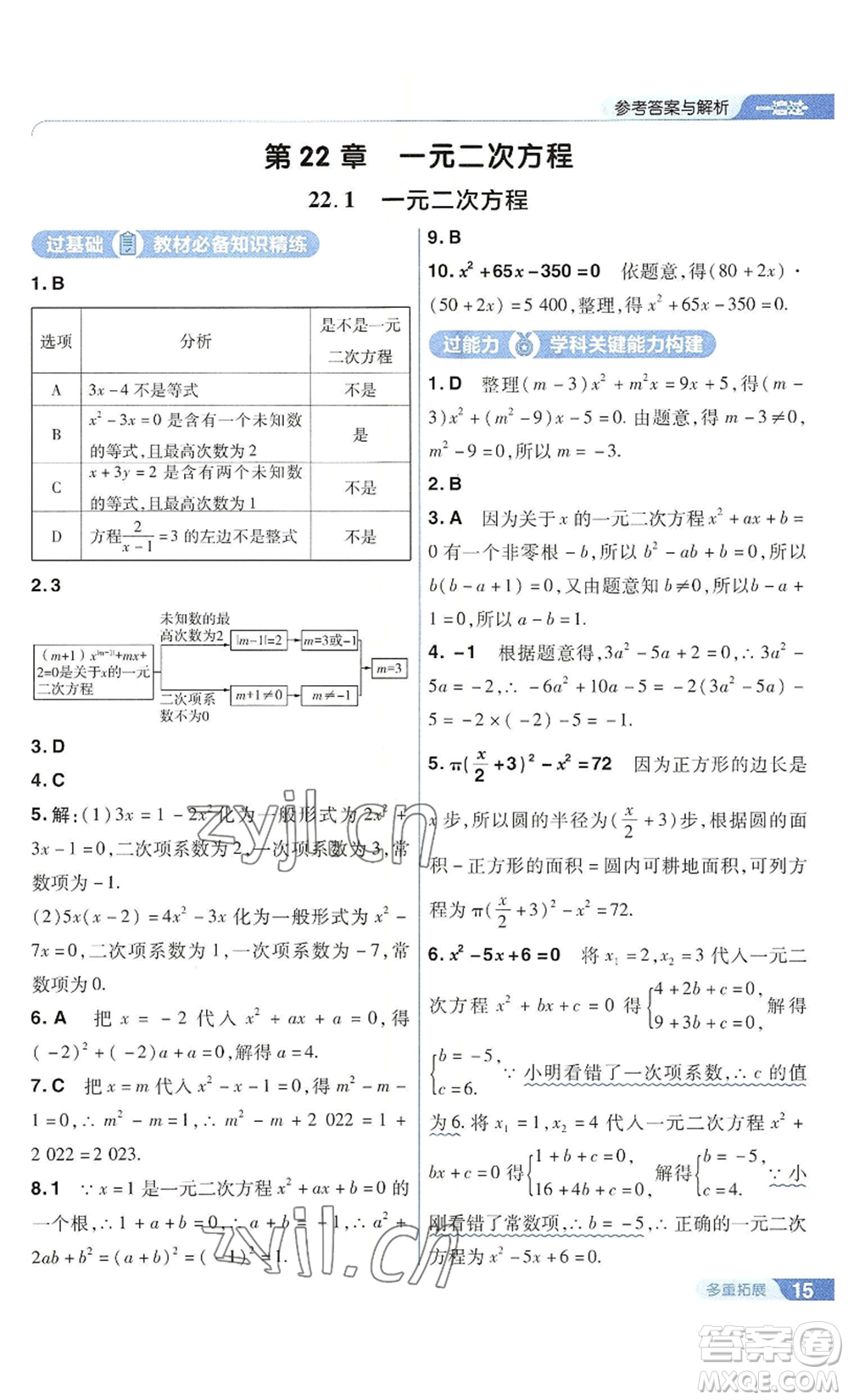 南京師范大學(xué)出版社2022秋季一遍過九年級上冊數(shù)學(xué)華東師大版參考答案