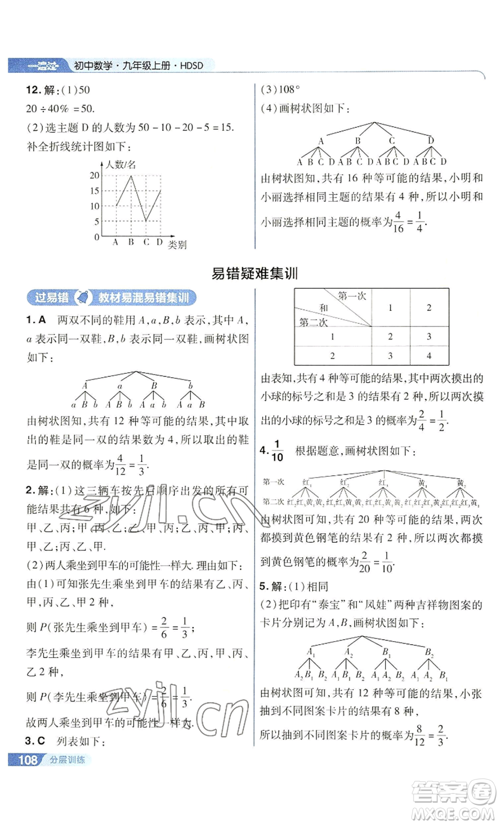 南京師范大學(xué)出版社2022秋季一遍過九年級上冊數(shù)學(xué)華東師大版參考答案