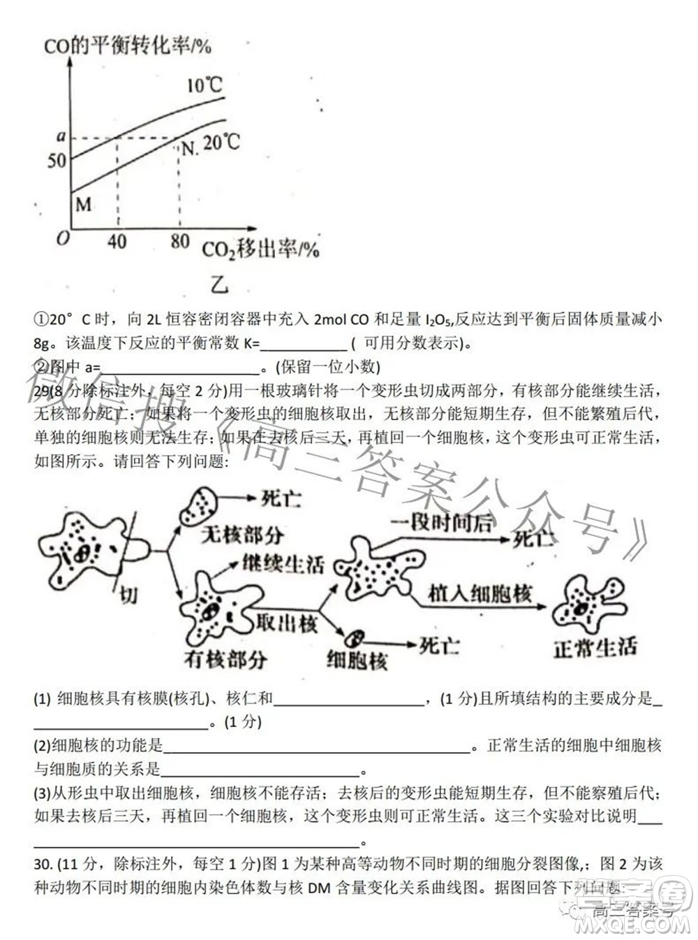 綿陽南山中學(xué)2022年秋高2020級理科綜合演練二試題及答案