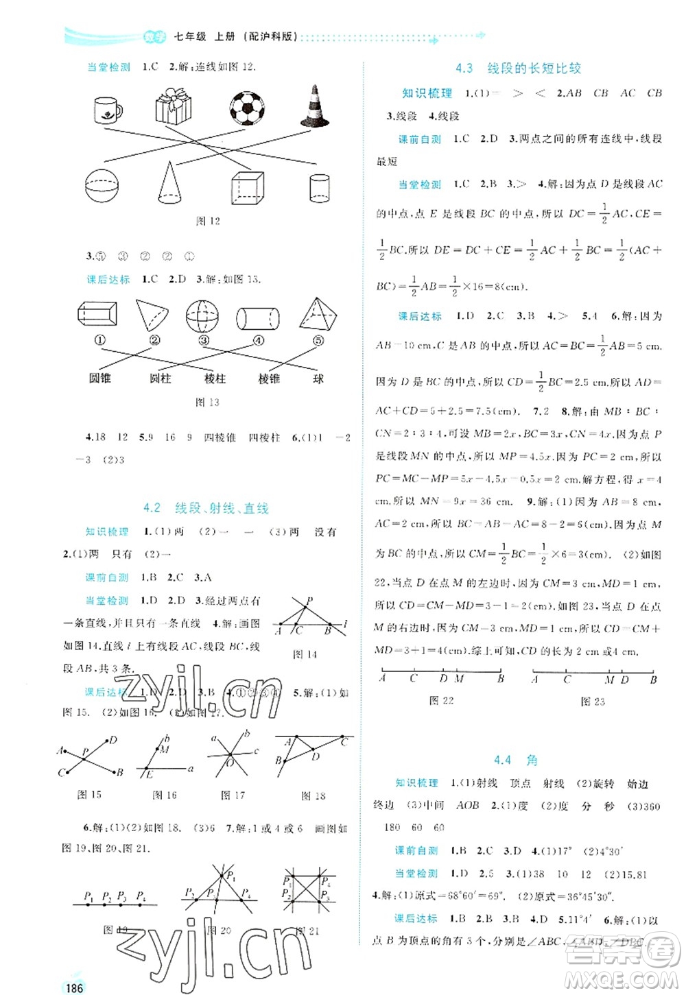 廣西師范大學(xué)出版社2022新課程學(xué)習(xí)與測(cè)評(píng)同步學(xué)習(xí)七年級(jí)數(shù)學(xué)上冊(cè)滬科版答案