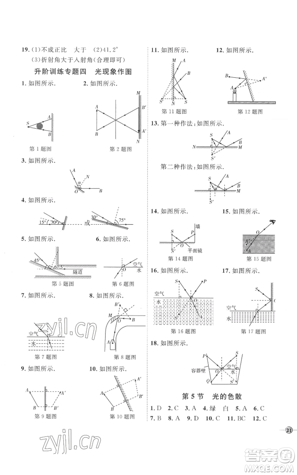 延邊教育出版社2022秋季優(yōu)+學(xué)案課時(shí)通八年級(jí)上冊(cè)物理人教版參考答案