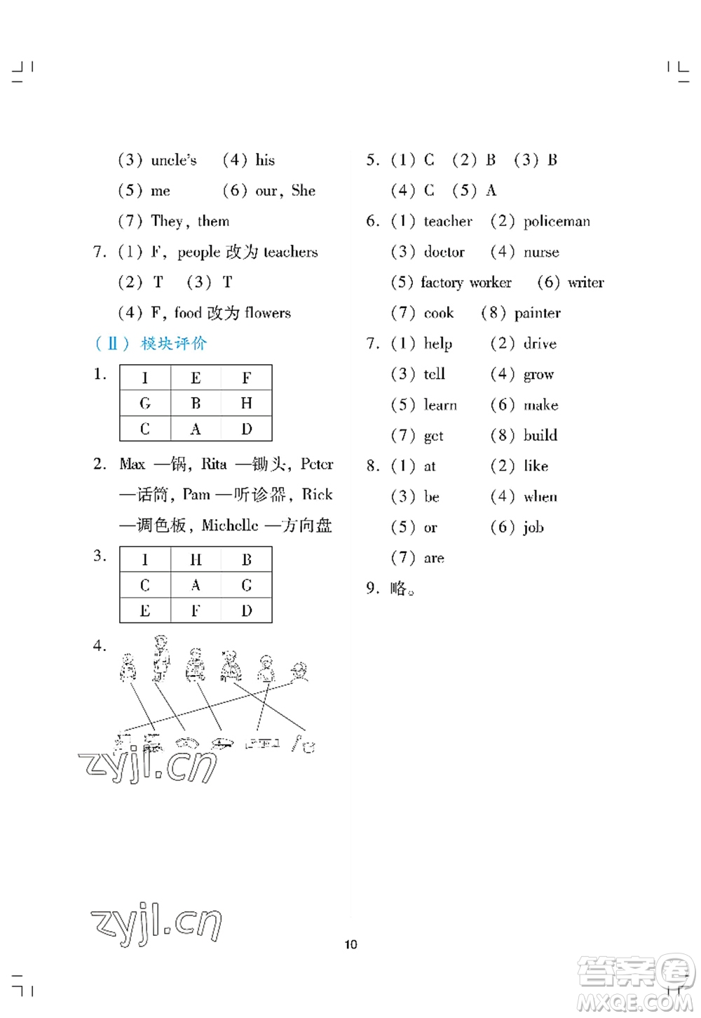 廣州出版社2022陽光學業(yè)評價四年級英語上冊教科版答案