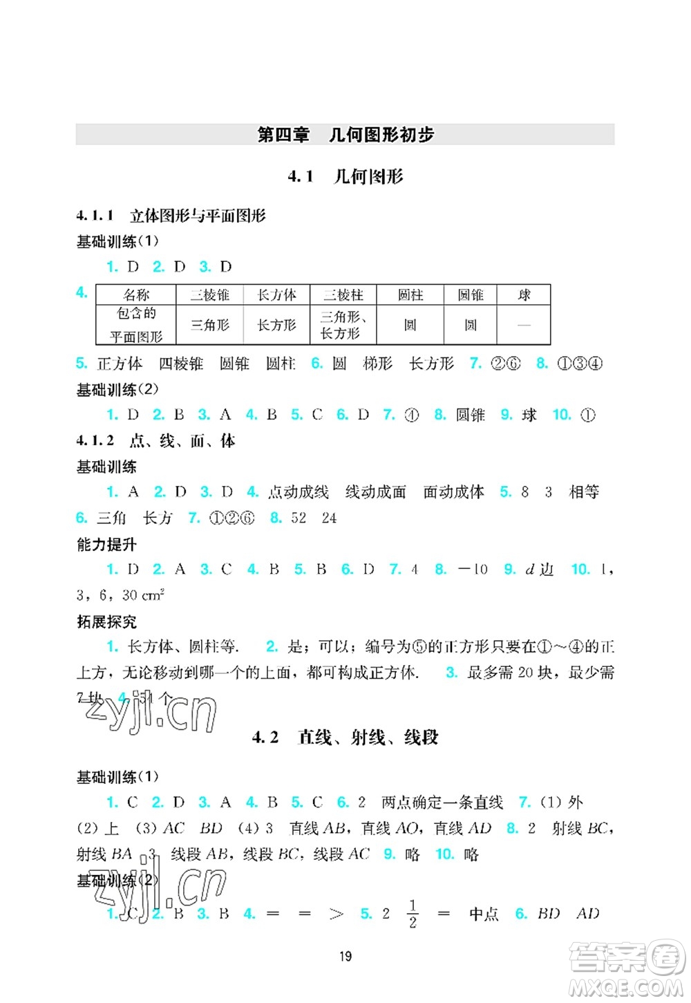 廣州出版社2022陽光學(xué)業(yè)評(píng)價(jià)七年級(jí)數(shù)學(xué)上冊(cè)人教版答案