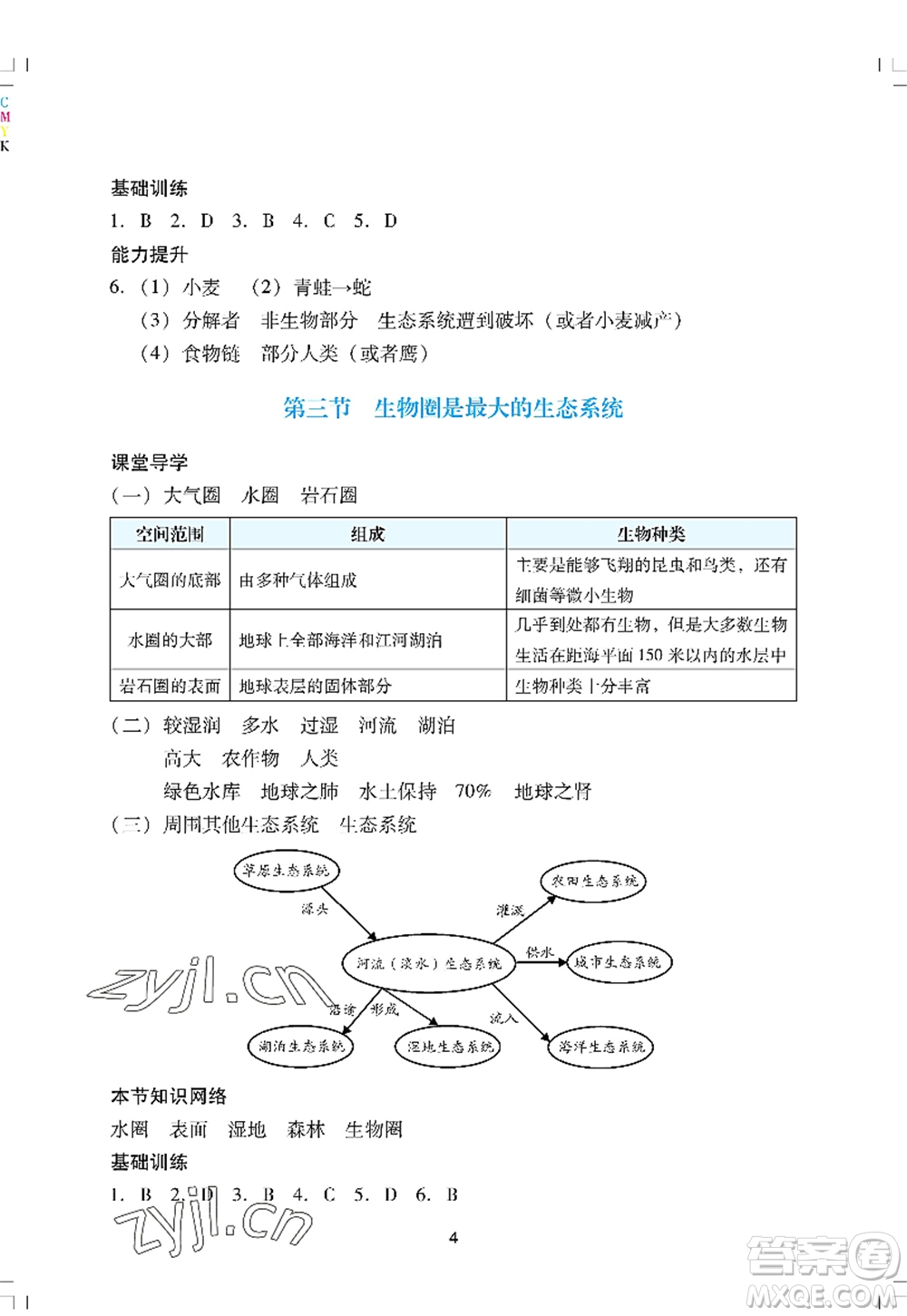 廣州出版社2022陽光學(xué)業(yè)評(píng)價(jià)七年級(jí)生物上冊(cè)人教版答案