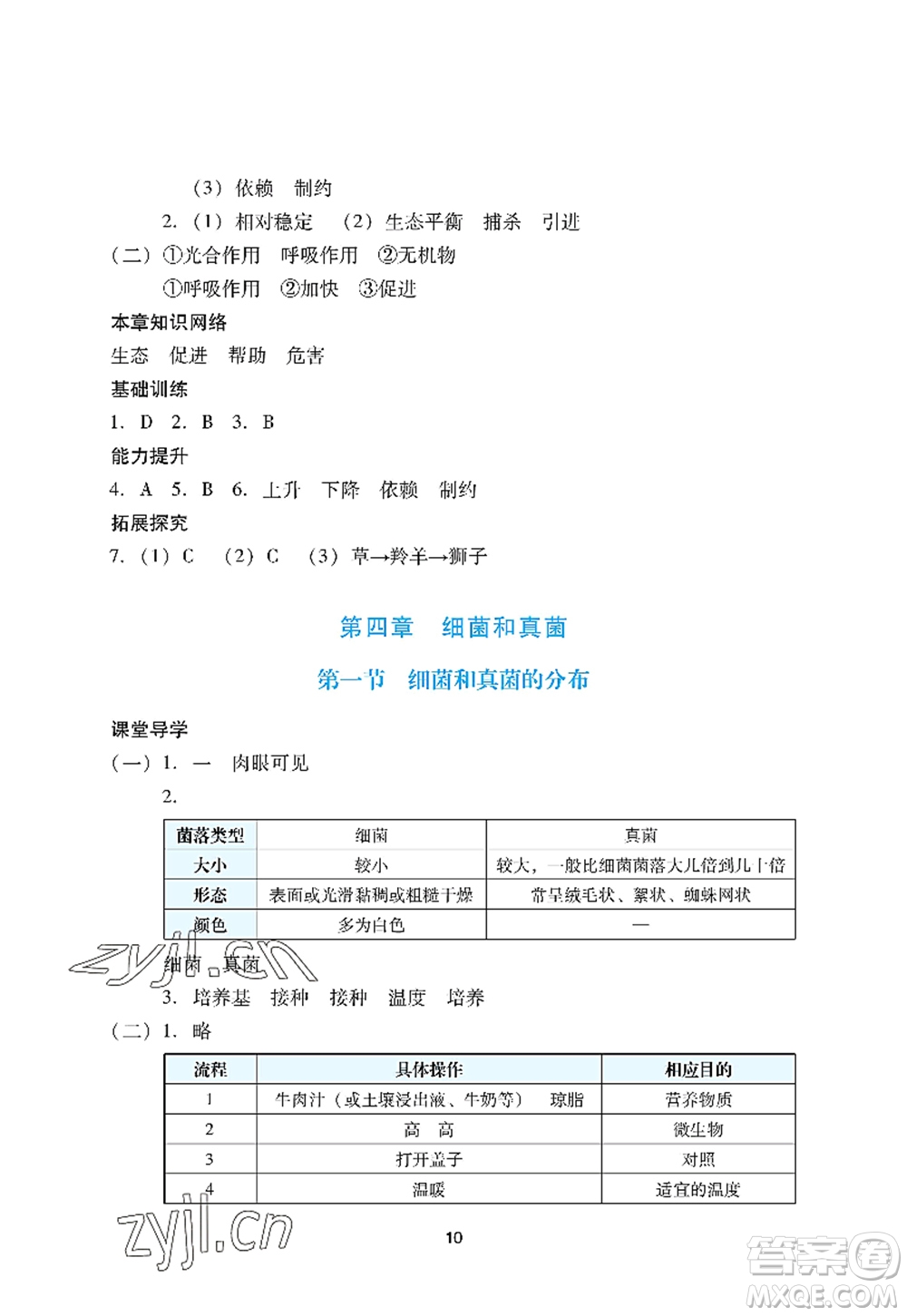 廣州出版社2022陽光學業(yè)評價八年級生物上冊人教版答案