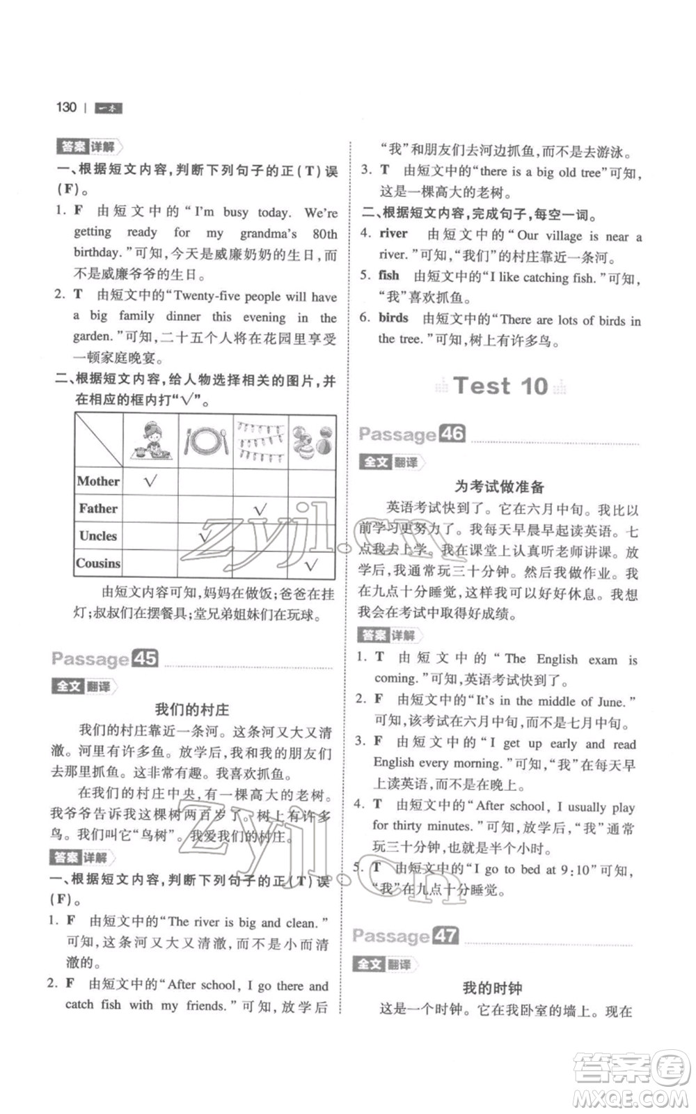 江西人民出版社2022一本小學英語閱讀訓練100篇四年級通用版參考答案