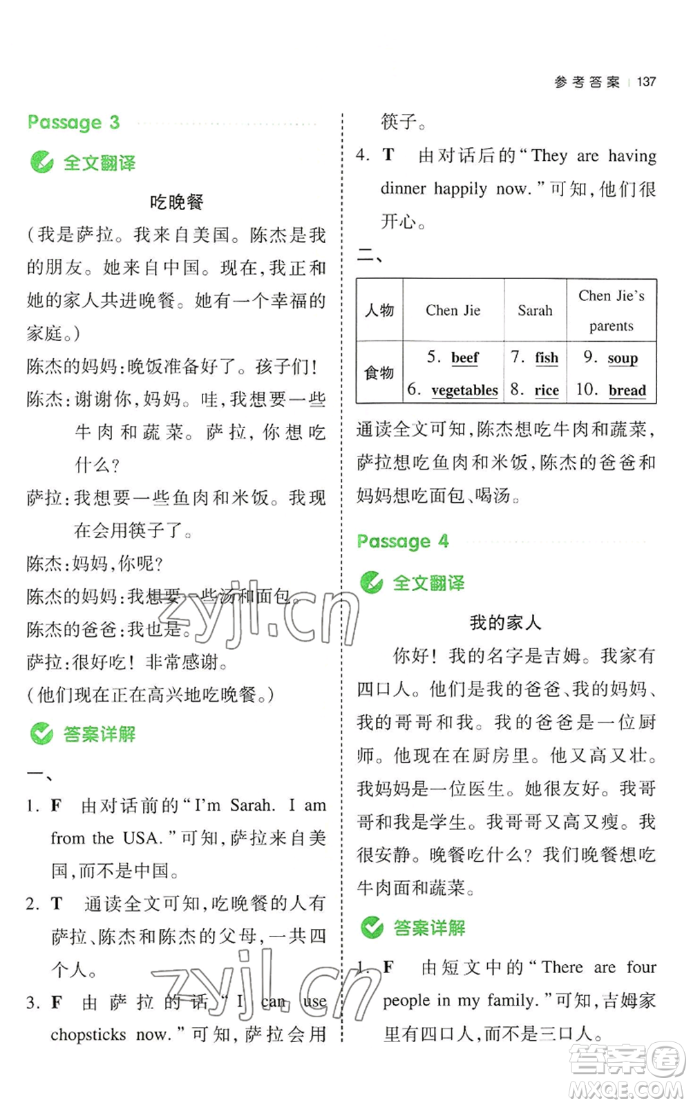 江西人民出版社2022一本小學(xué)英語同步閱讀四年級上冊通用版參考答案