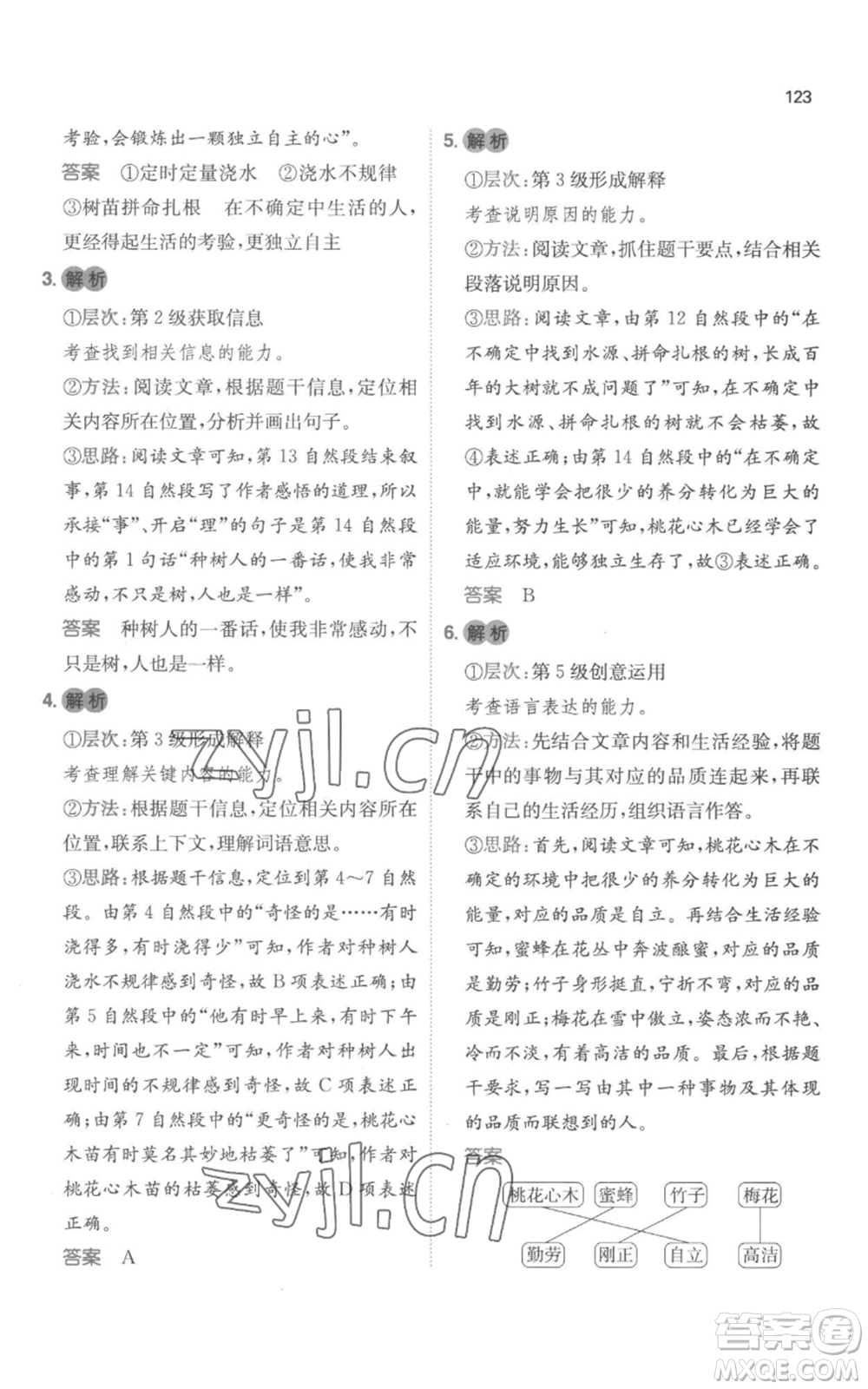 江西人民出版社2022一本小學(xué)語(yǔ)文閱讀訓(xùn)練100篇五年級(jí)上冊(cè)A版浙江專用參考答案