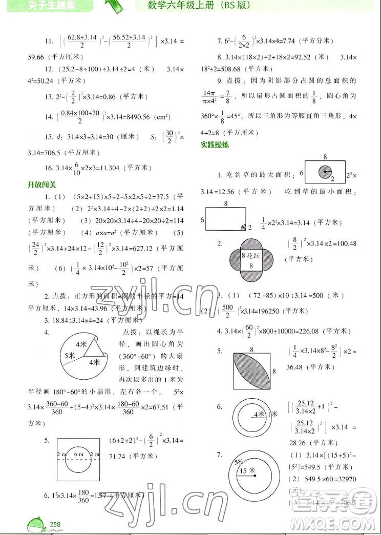 遼寧教育出版社2022秋尖子生題庫(kù)數(shù)學(xué)六年級(jí)上冊(cè)BS北師版答案
