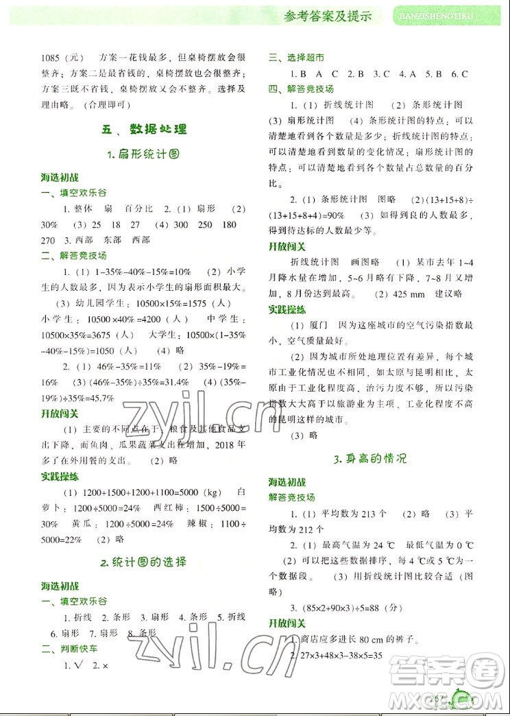 遼寧教育出版社2022秋尖子生題庫(kù)數(shù)學(xué)六年級(jí)上冊(cè)BS北師版答案