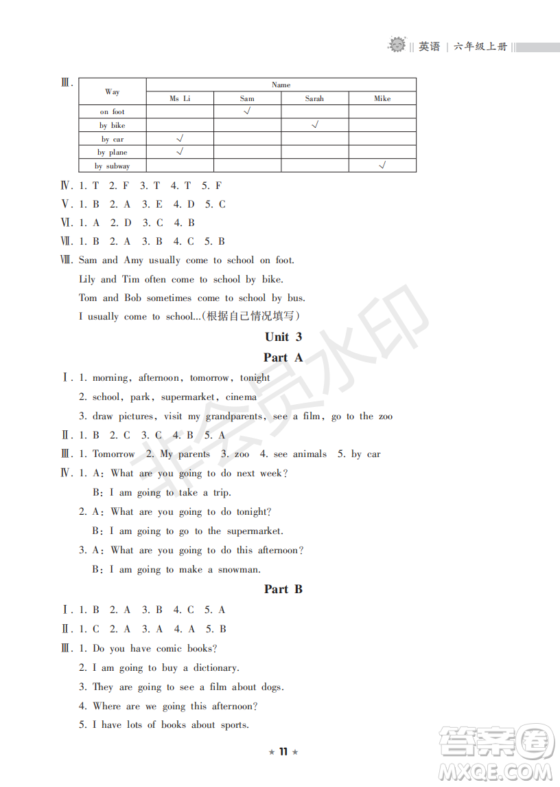 海南出版社2022新課程課堂同步練習(xí)冊(cè)六年級(jí)英語(yǔ)上冊(cè)人教版答案