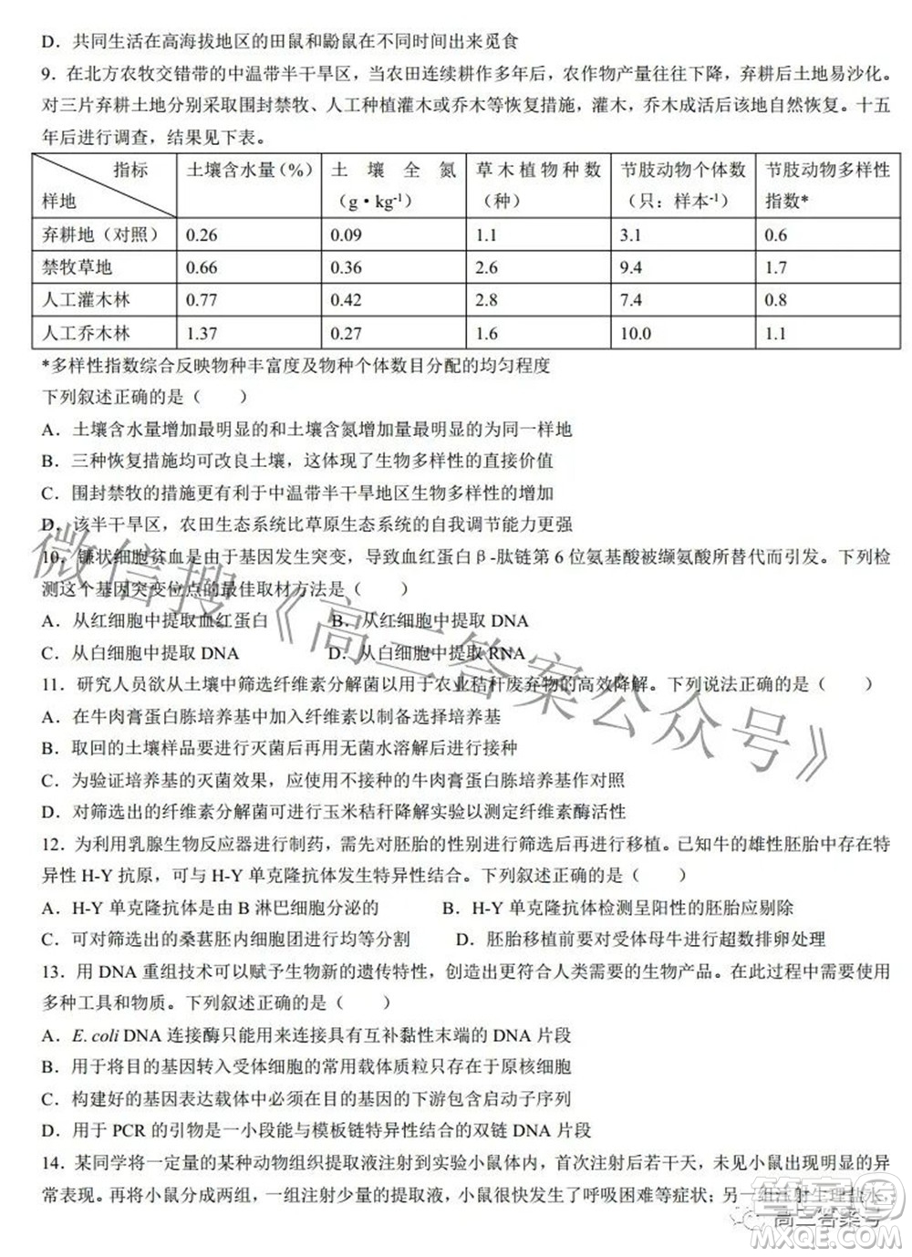 2022-2023學(xué)年度武漢市部分學(xué)校高三年級九月調(diào)研考試生物學(xué)答案