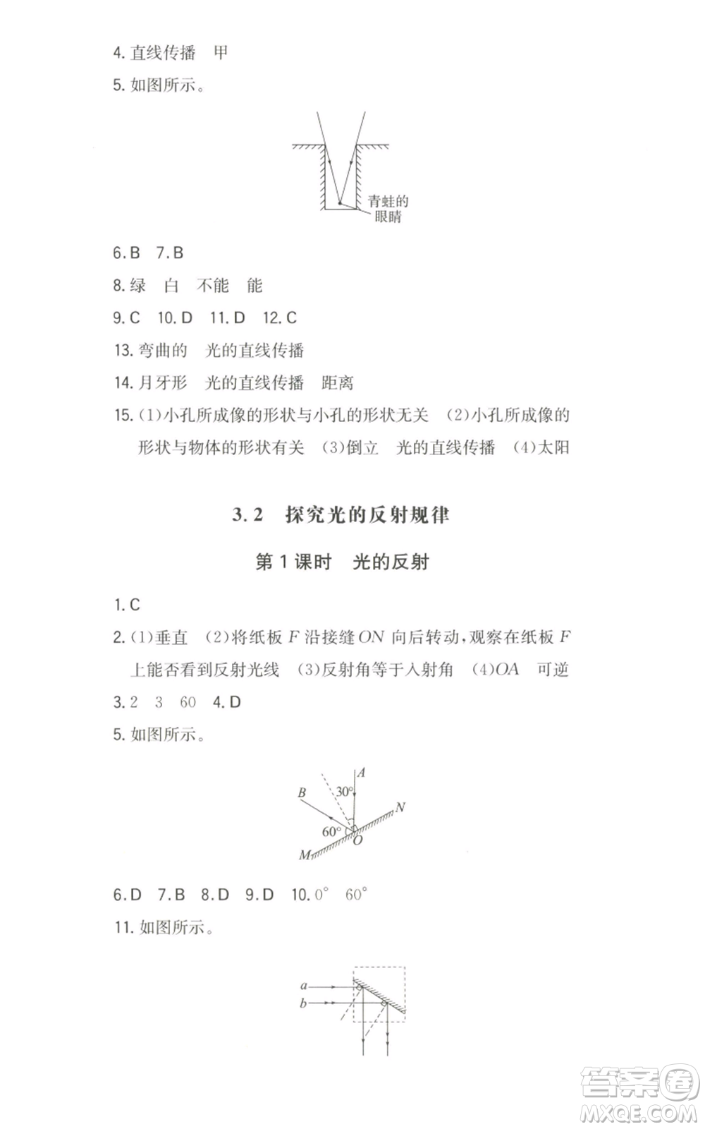 湖南教育出版社2022一本同步訓(xùn)練八年級上冊物理滬粵版參考答案