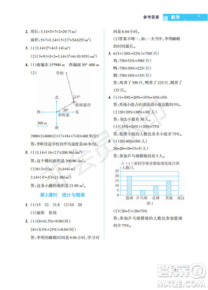 海南出版社2022新課程學(xué)習(xí)指導(dǎo)六年級數(shù)學(xué)上冊人教版答案