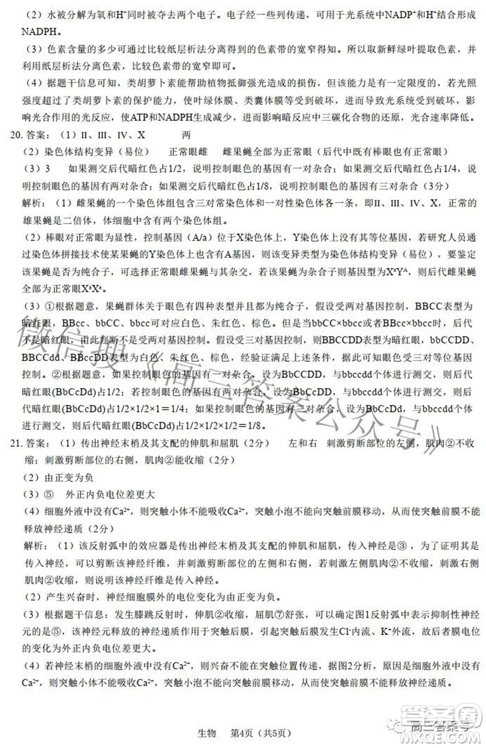 河北省2023屆高三學(xué)生全過(guò)程縱向評(píng)價(jià)一生物試題及答案