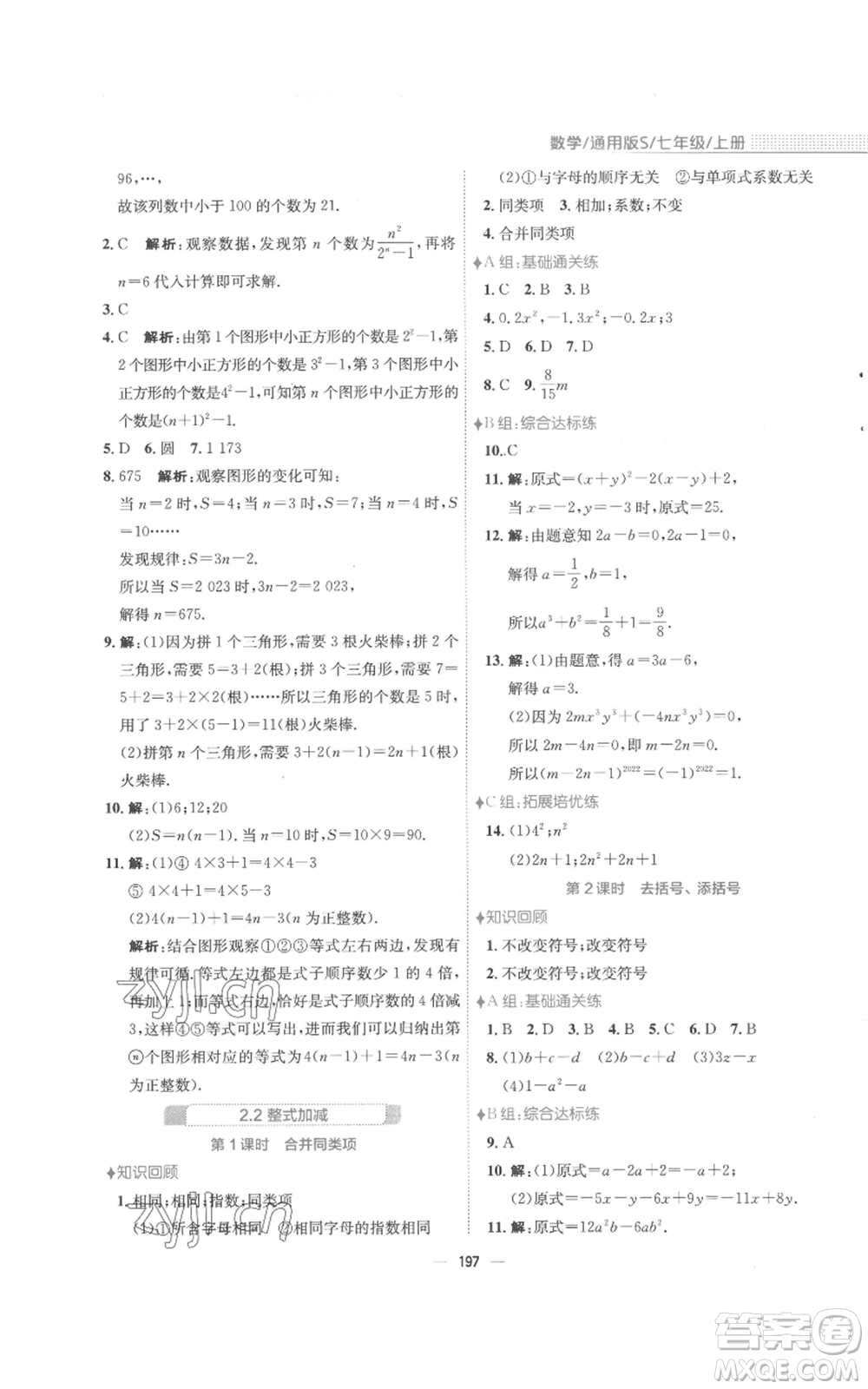 安徽教育出版社2022新編基礎訓練七年級上冊數(shù)學通用版S參考答案