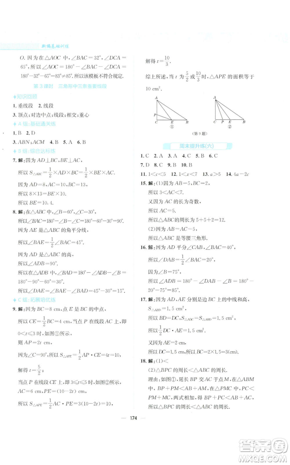 安徽教育出版社2022新編基礎訓練八年級上冊數(shù)學通用版S參考答案