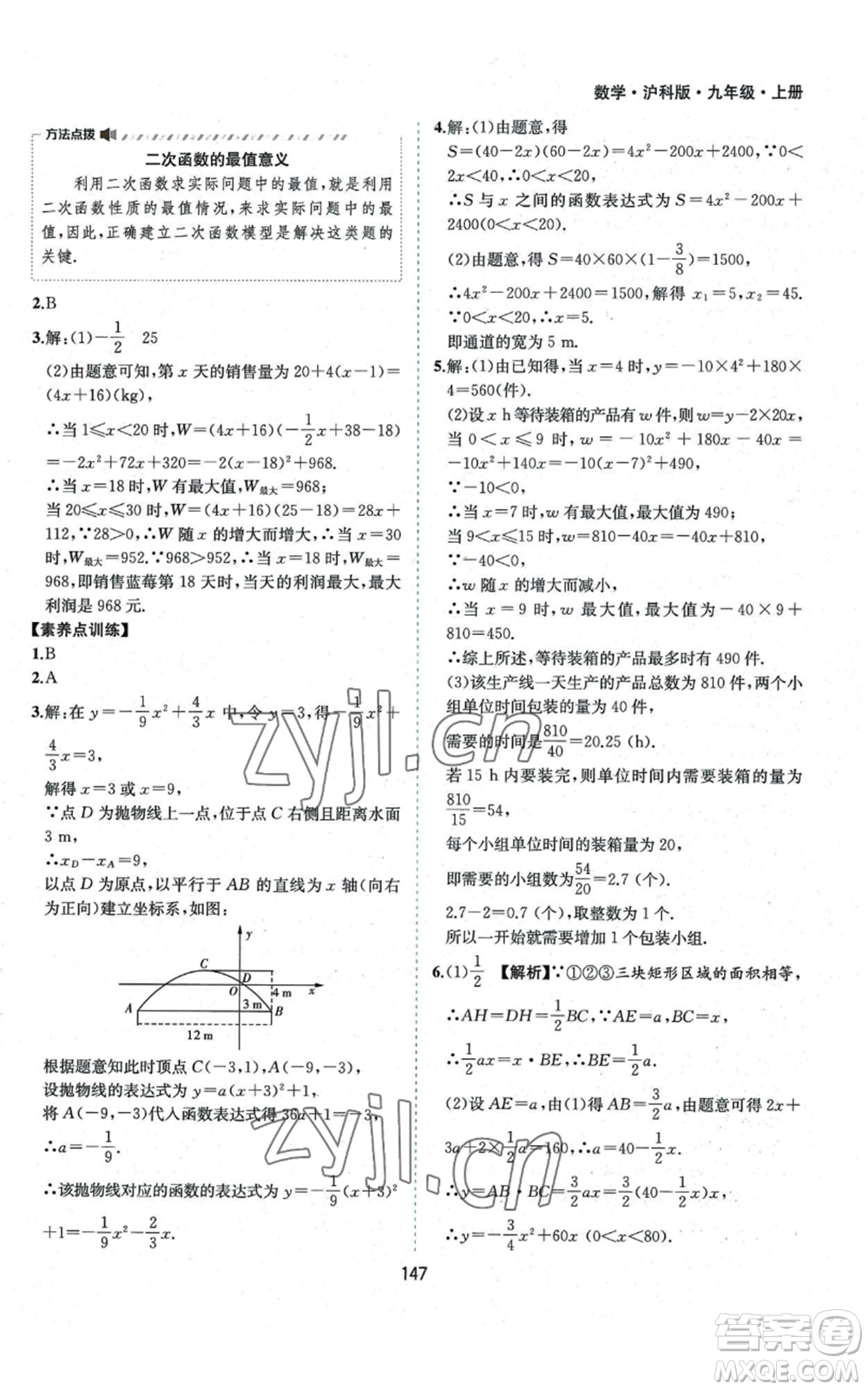 黃山書社2022新編基礎(chǔ)訓練九年級上冊數(shù)學滬科版參考答案