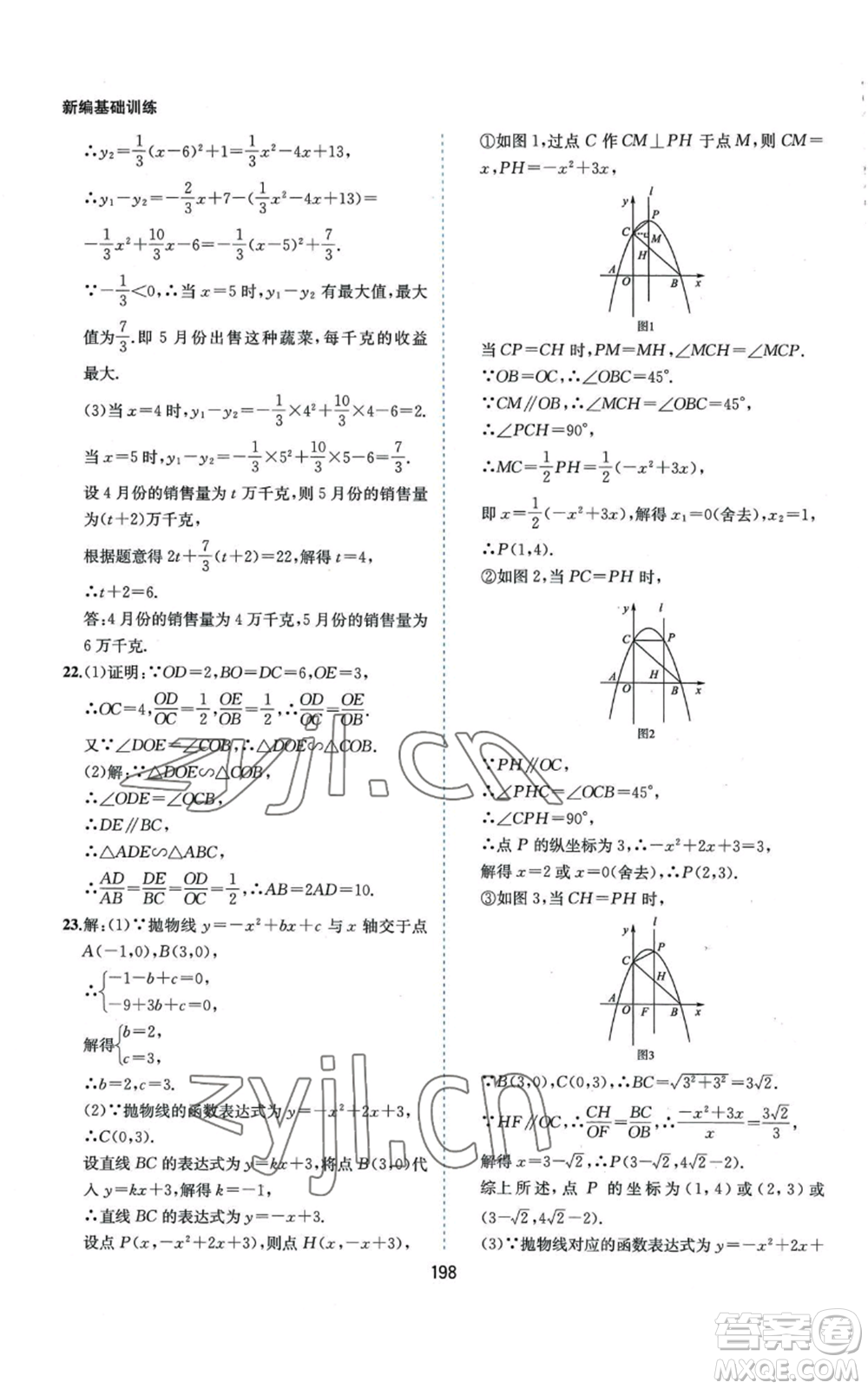 黃山書社2022新編基礎(chǔ)訓練九年級上冊數(shù)學滬科版參考答案