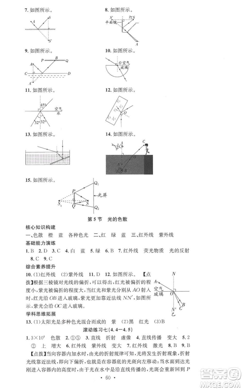 合肥工業(yè)大學(xué)出版社2022七天學(xué)案學(xué)練考八年級(jí)物理上冊(cè)人教版參考答案