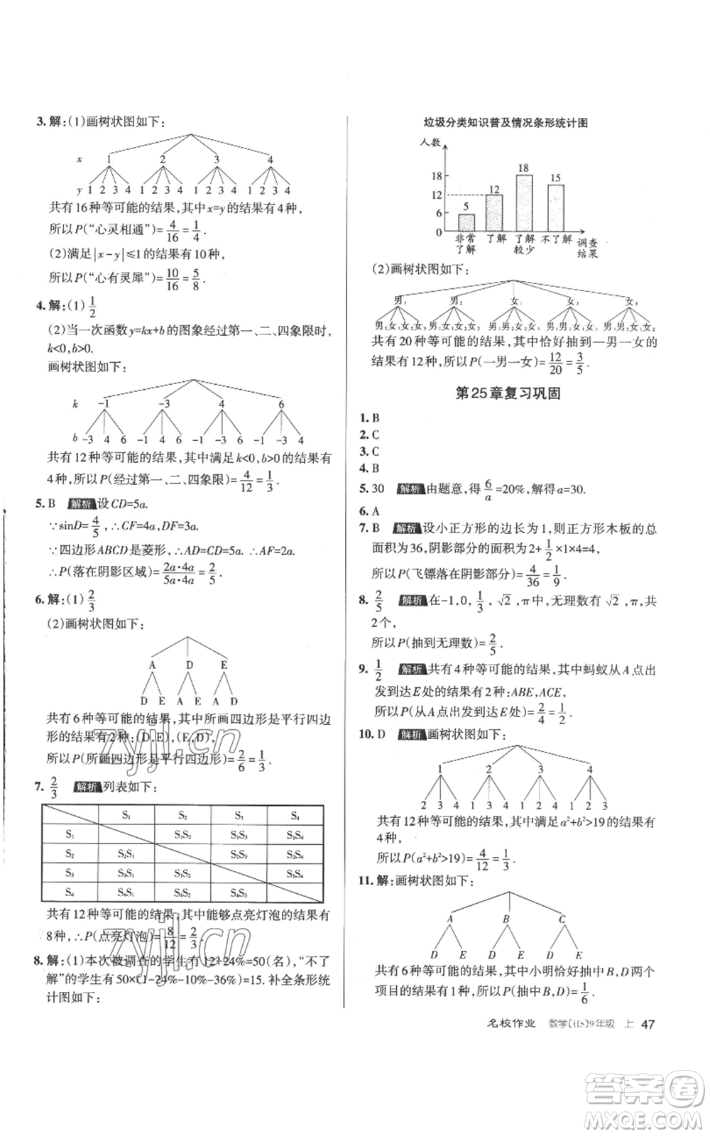 北京教育出版社2022秋季名校作業(yè)九年級上冊數(shù)學(xué)華師大版參考答案