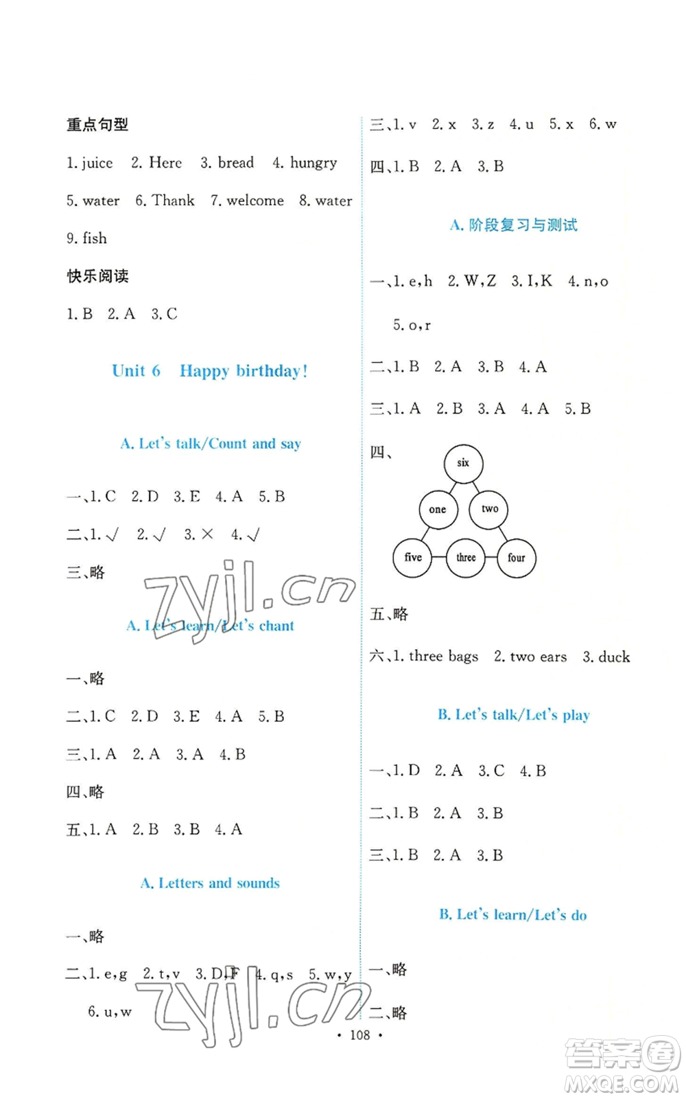 人民教育出版社2022能力培養(yǎng)與測(cè)試三年級(jí)上冊(cè)英語(yǔ)人教版參考答案