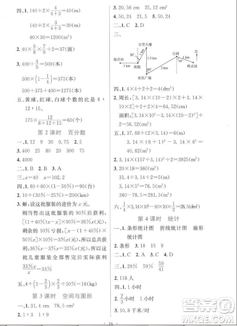 人民教育出版社2022秋小學同步測控優(yōu)化設計數(shù)學六年級上冊精編版答案