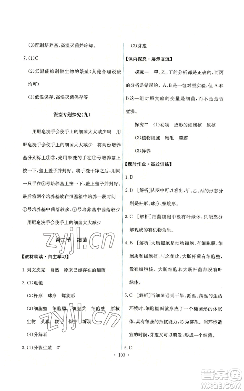 人民教育出版社2022能力培養(yǎng)與測試八年級上冊生物學(xué)人教版參考答案