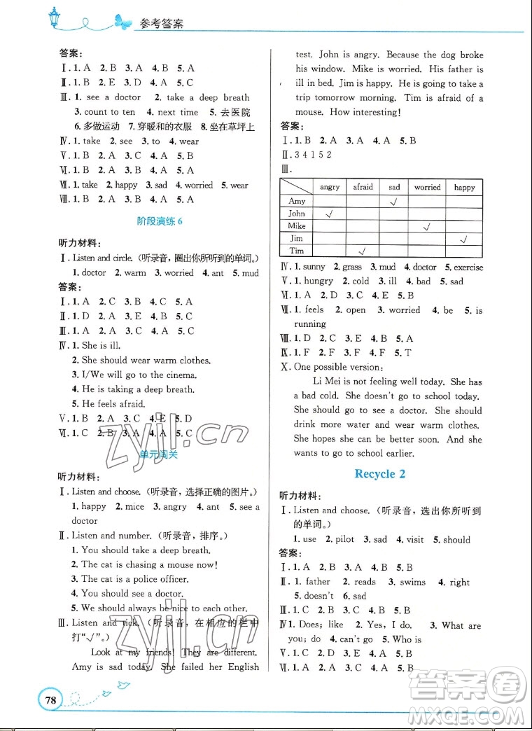 人民教育出版社2022秋小學(xué)同步測(cè)控優(yōu)化設(shè)計(jì)英語六年級(jí)上冊(cè)精編版答案