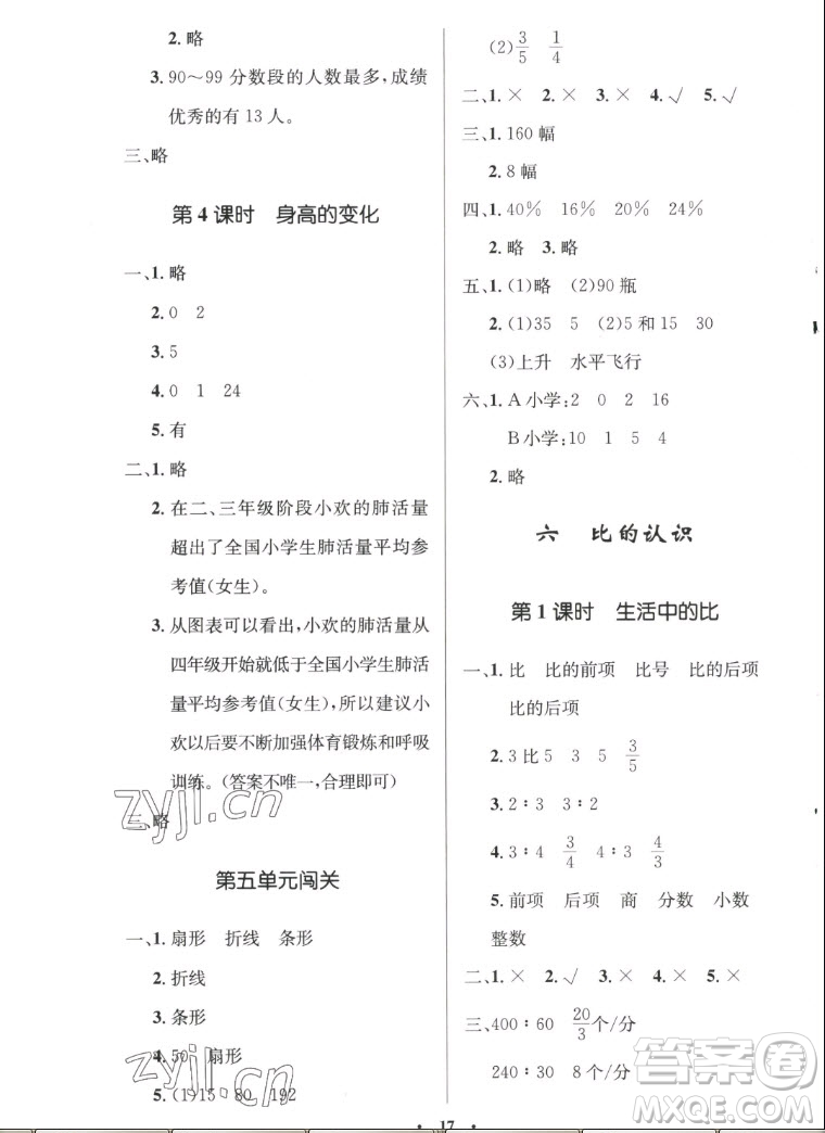 北京師范大學(xué)出版社2022秋小學(xué)同步測控優(yōu)化設(shè)計數(shù)學(xué)六年級上冊北師大版答案