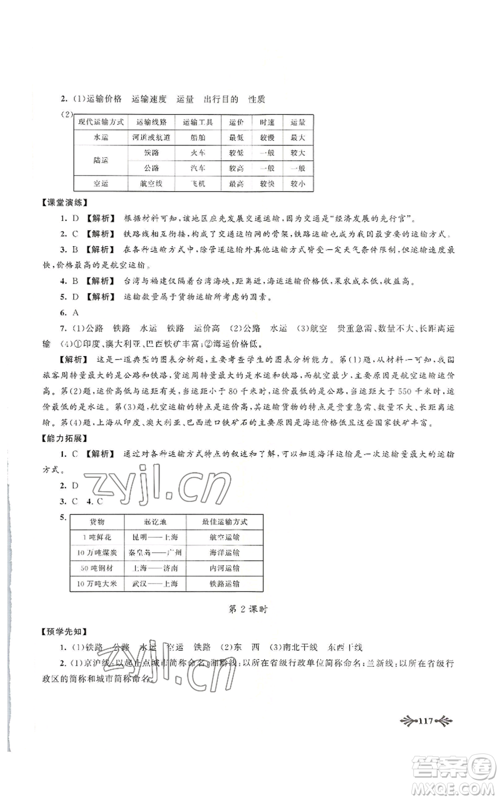 黃山書社2022自主學(xué)習(xí)當(dāng)堂反饋八年級(jí)上冊(cè)地理人教版參考答案