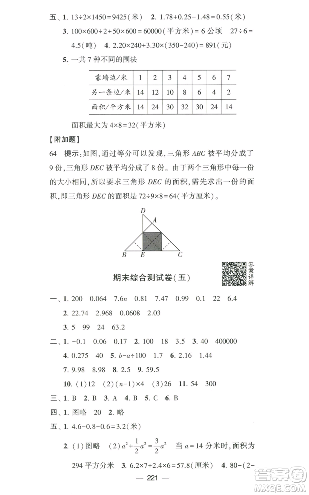 寧夏人民教育出版社2022學(xué)霸提優(yōu)大試卷五年級(jí)上冊(cè)數(shù)學(xué)江蘇版江蘇國(guó)標(biāo)參考答案