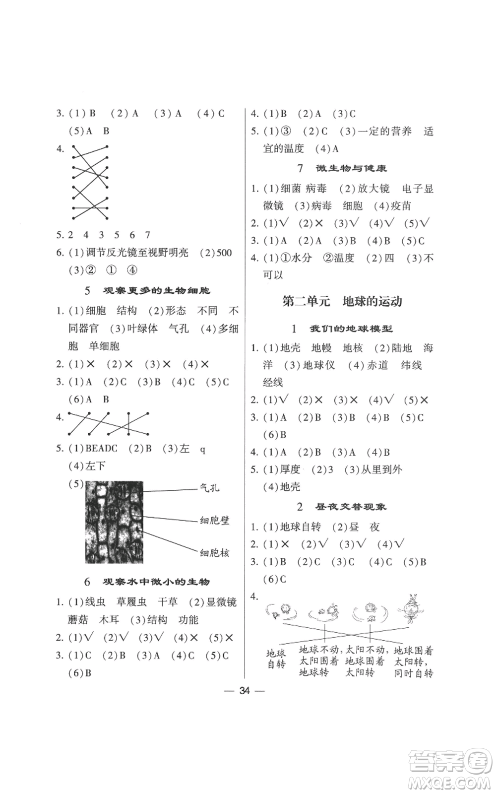 寧夏人民教育出版社2022經(jīng)綸學(xué)典學(xué)霸棒棒堂同步提優(yōu)六年級上冊科學(xué)教科版參考答案