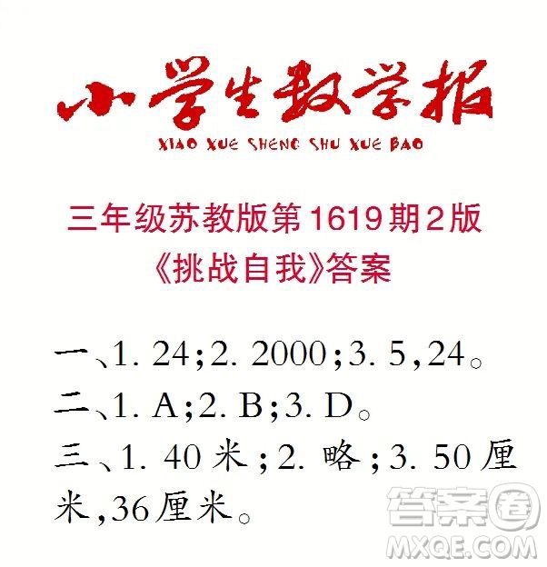 2022秋小學生數(shù)學報三年級第1619期答案