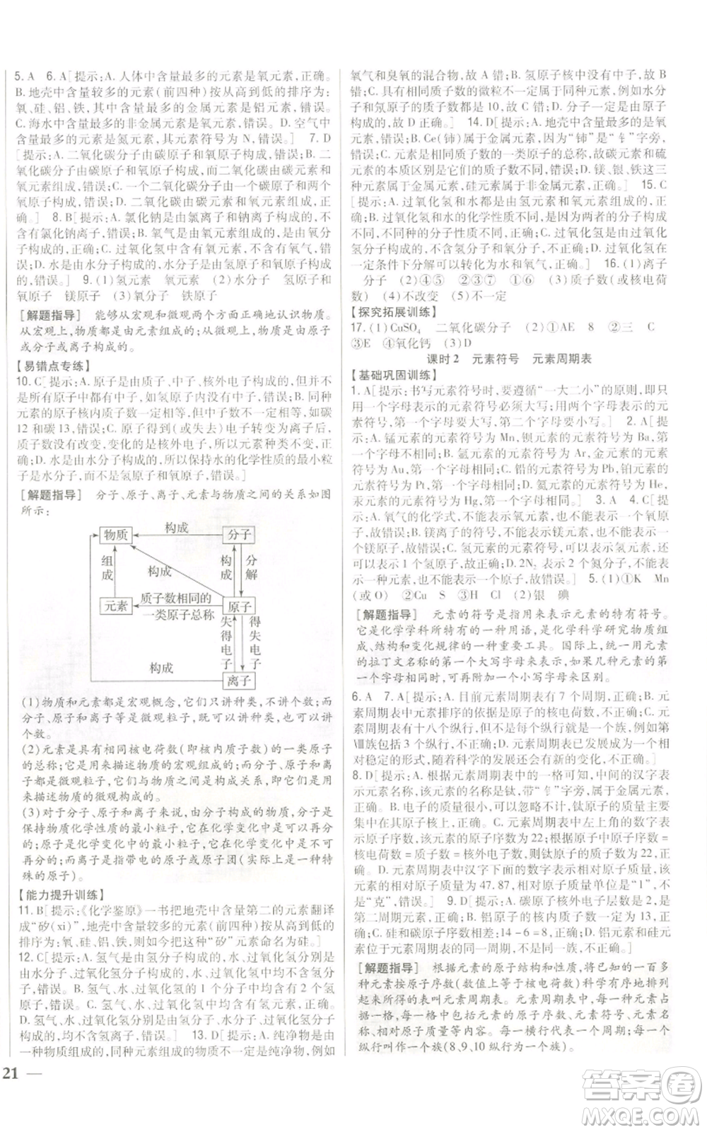 吉林人民出版社2022全科王同步課時(shí)練習(xí)九年級(jí)上冊(cè)化學(xué)人教版參考答案