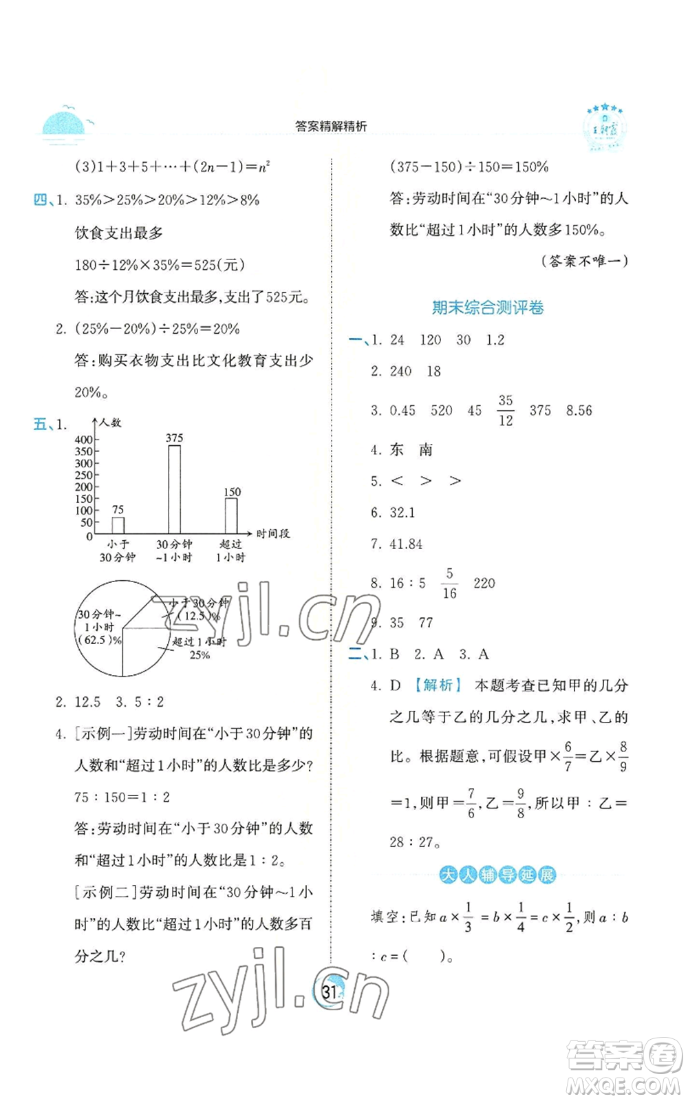 江西人民出版社2022王朝霞德才兼?zhèn)渥鳂I(yè)創(chuàng)新設(shè)計(jì)六年級(jí)上冊(cè)數(shù)學(xué)人教版參考答案