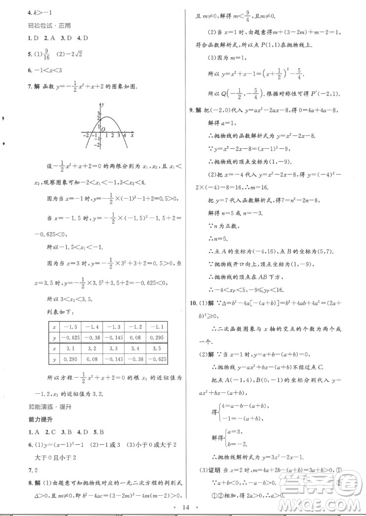 人民教育出版社2022秋初中同步測控優(yōu)化設(shè)計數(shù)學九年級上冊精編版答案