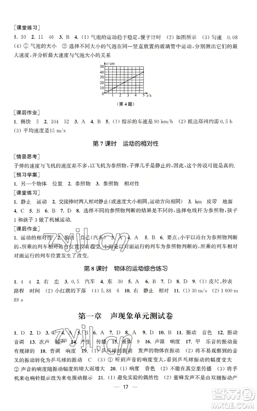 江蘇鳳凰美術(shù)出版社2022能力素養(yǎng)與學(xué)力提升八年級(jí)上冊(cè)物理蘇科版參考答案