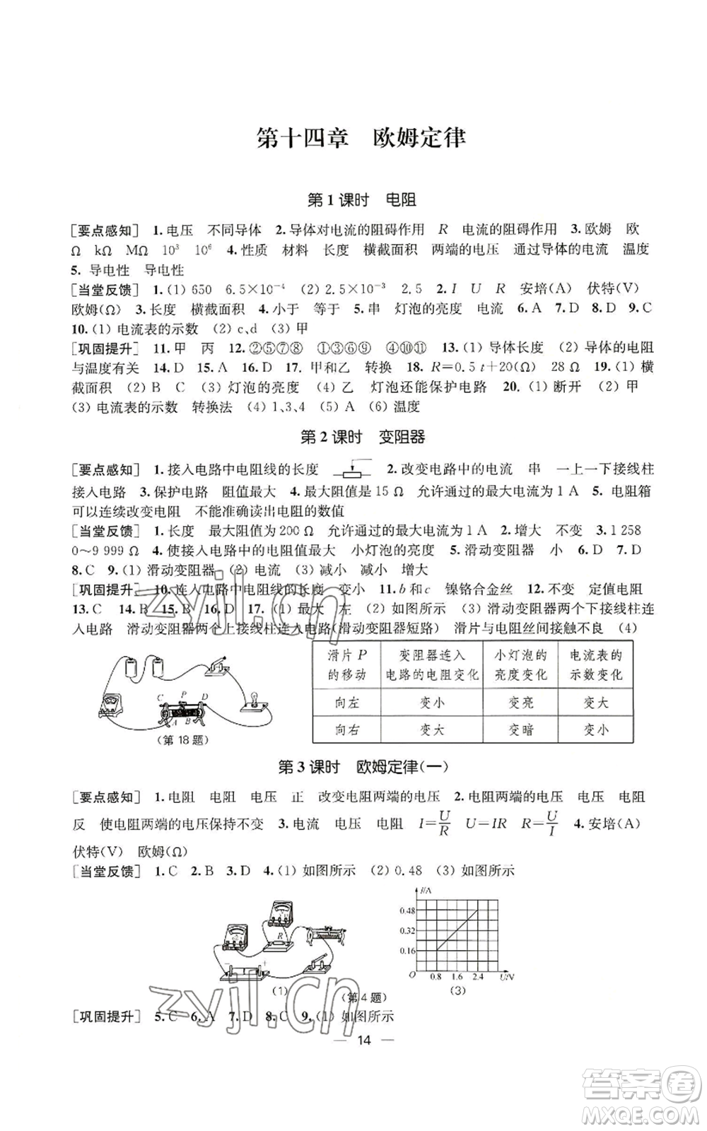 江蘇鳳凰美術(shù)出版社2022能力素養(yǎng)與學(xué)力提升九年級上冊物理蘇科版參考答案