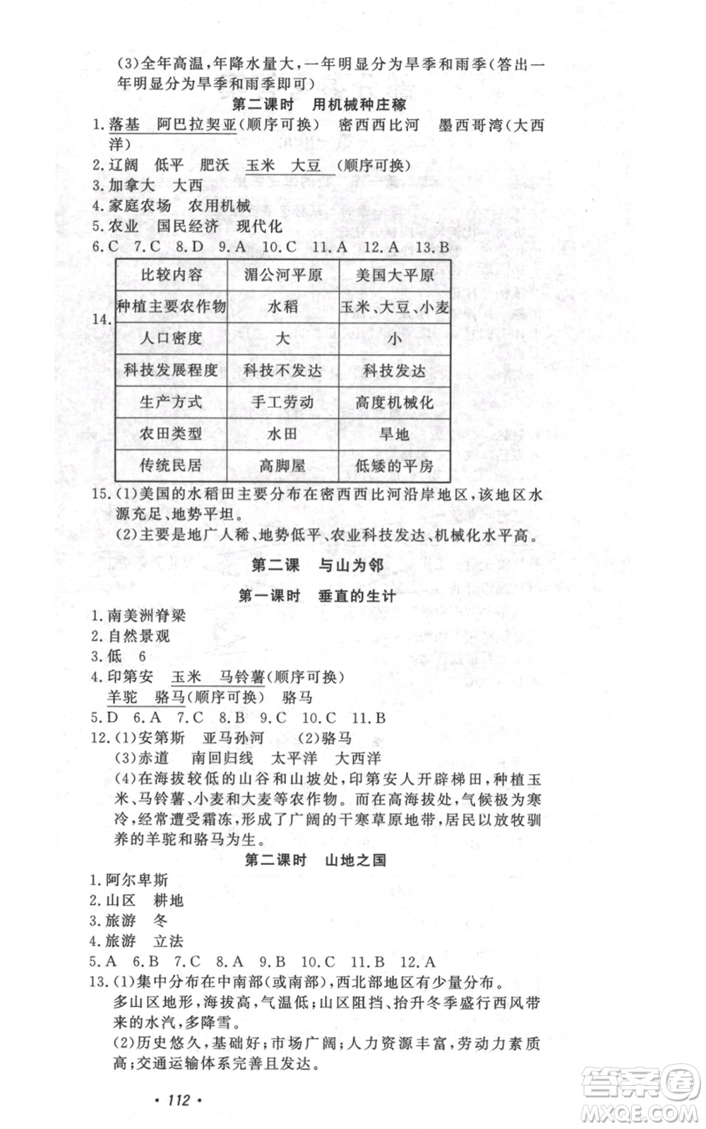 花山文藝出版社2022學科能力達標初中生100全優(yōu)卷七年級歷史人教版參考答案