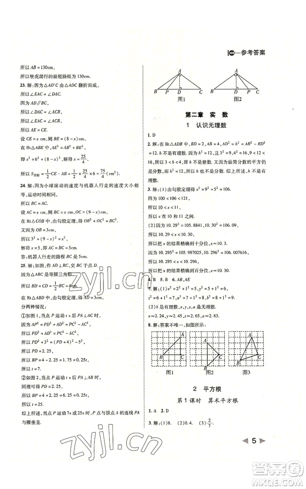 北方婦女兒童出版社2022勝券在握打好基礎(chǔ)作業(yè)本八年級上冊數(shù)學(xué)北師大版參考答案