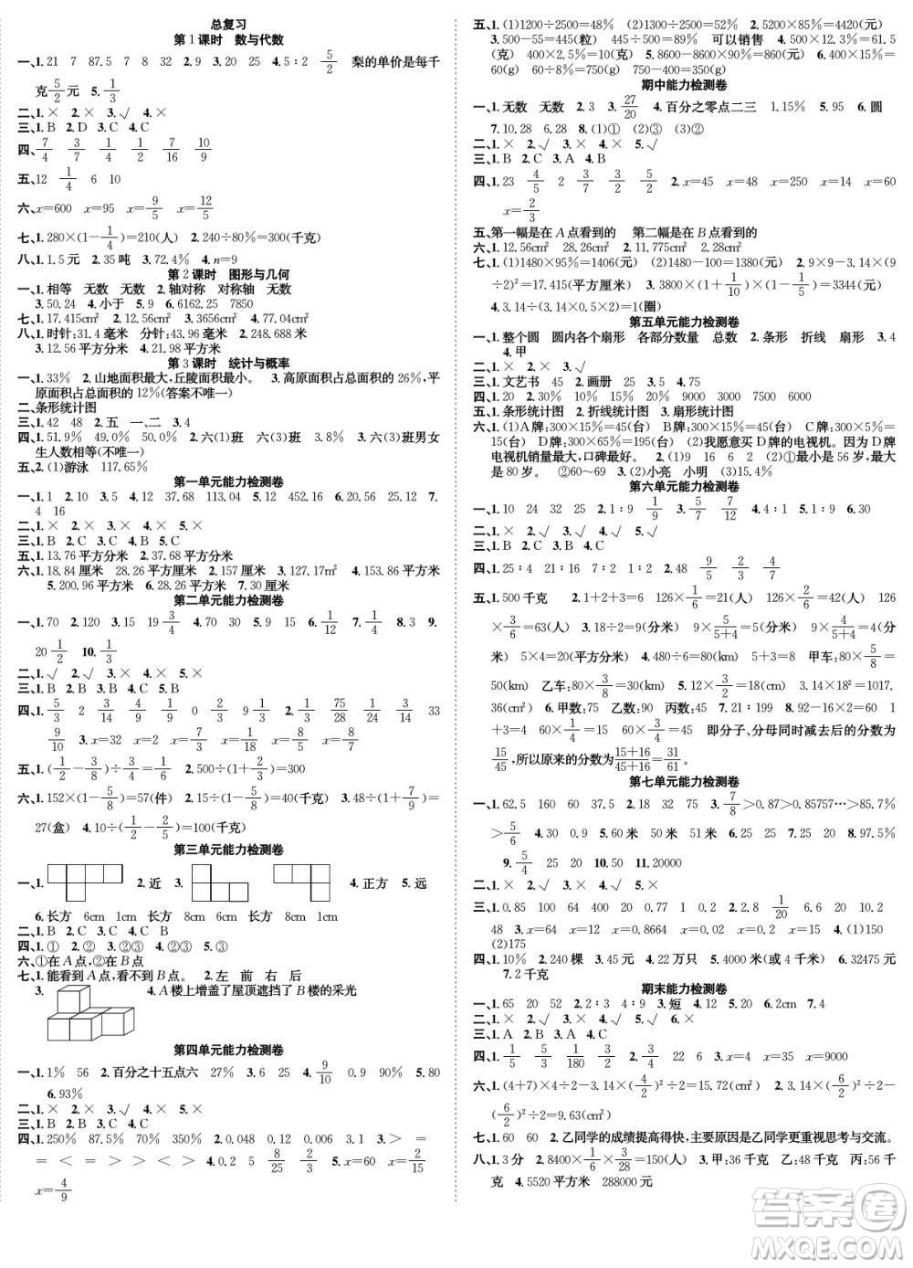 合肥工業(yè)大學(xué)出版社2022快樂學(xué)習(xí)隨堂練數(shù)學(xué)六年級上冊BS北師版答案