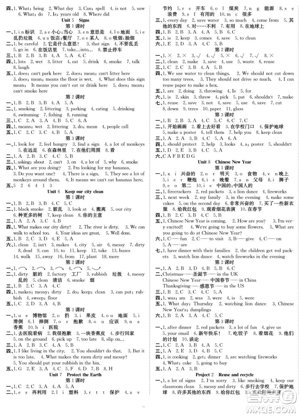 合肥工業(yè)大學(xué)出版社2022快樂學(xué)習(xí)隨堂練英語六年級上冊譯林版答案