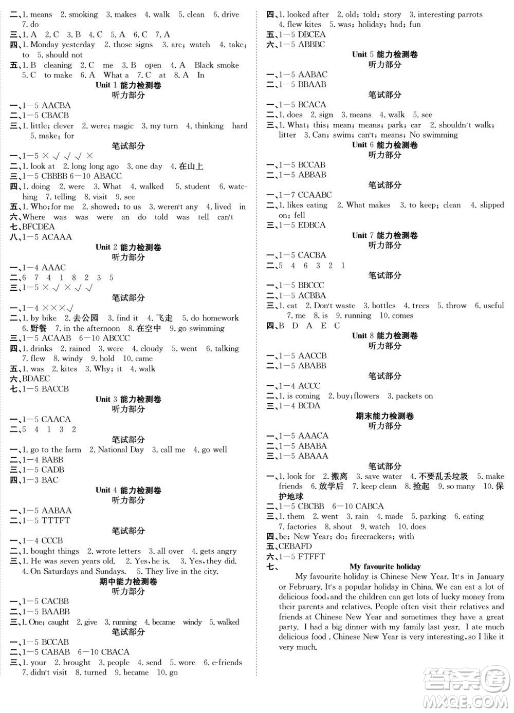 合肥工業(yè)大學(xué)出版社2022快樂學(xué)習(xí)隨堂練英語六年級上冊譯林版答案
