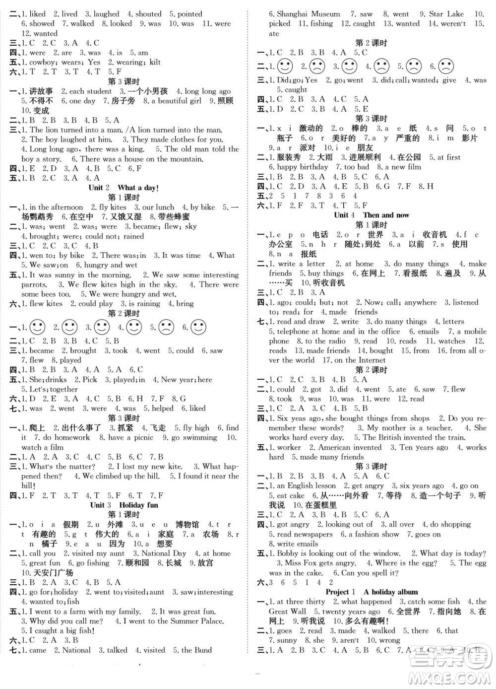 合肥工業(yè)大學(xué)出版社2022快樂學(xué)習(xí)隨堂練英語六年級上冊譯林版答案