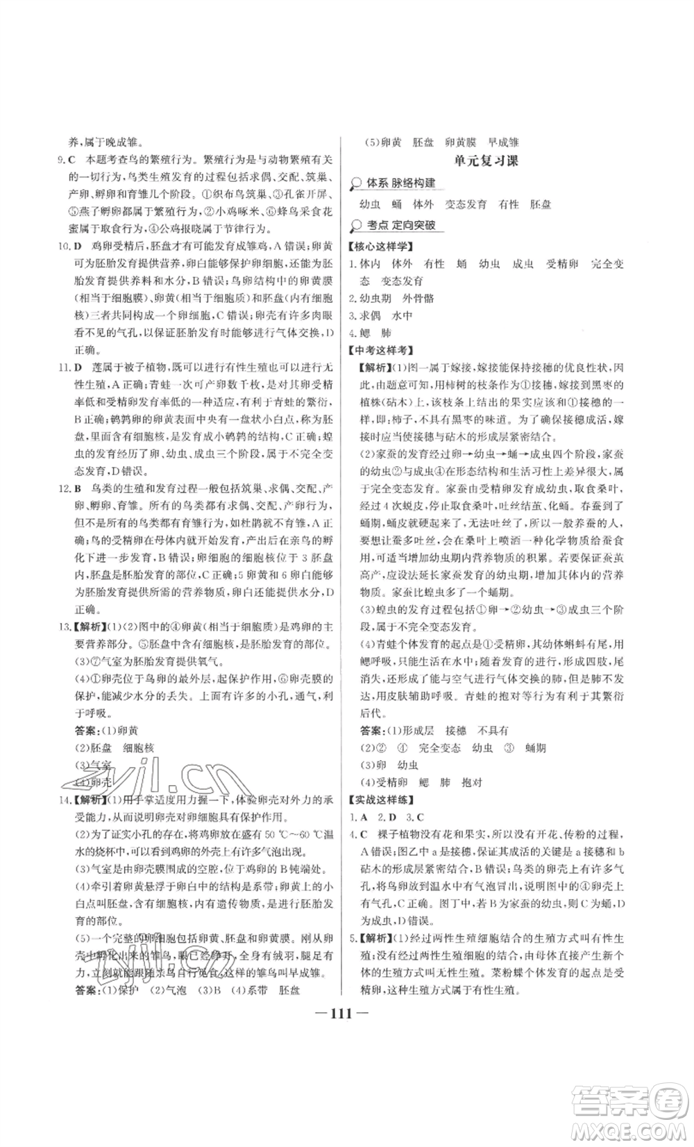 未來出版社2022世紀(jì)金榜金榜學(xué)案八年級(jí)上冊(cè)生物濟(jì)南版參考答案