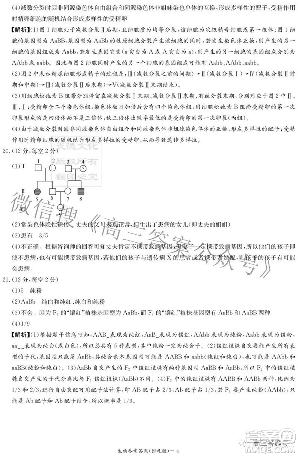 雅禮中學2023屆高三月考試卷二生物試題及答案
