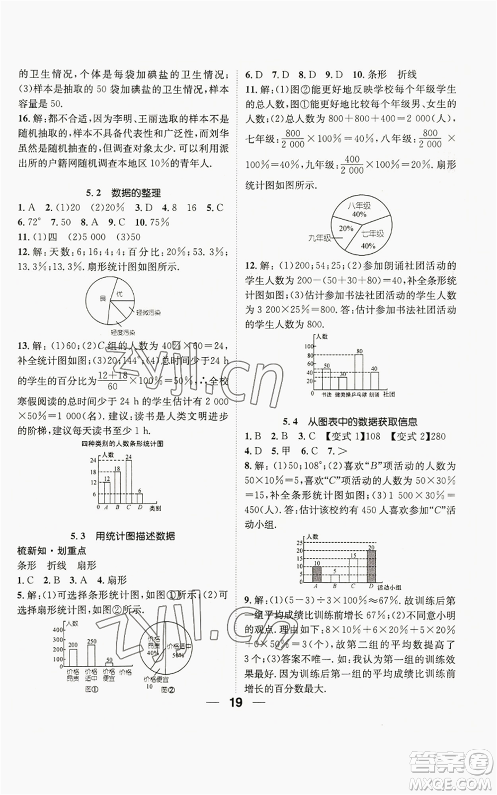 陽(yáng)光出版社2022精英新課堂七年級(jí)上冊(cè)數(shù)學(xué)滬科版參考答案