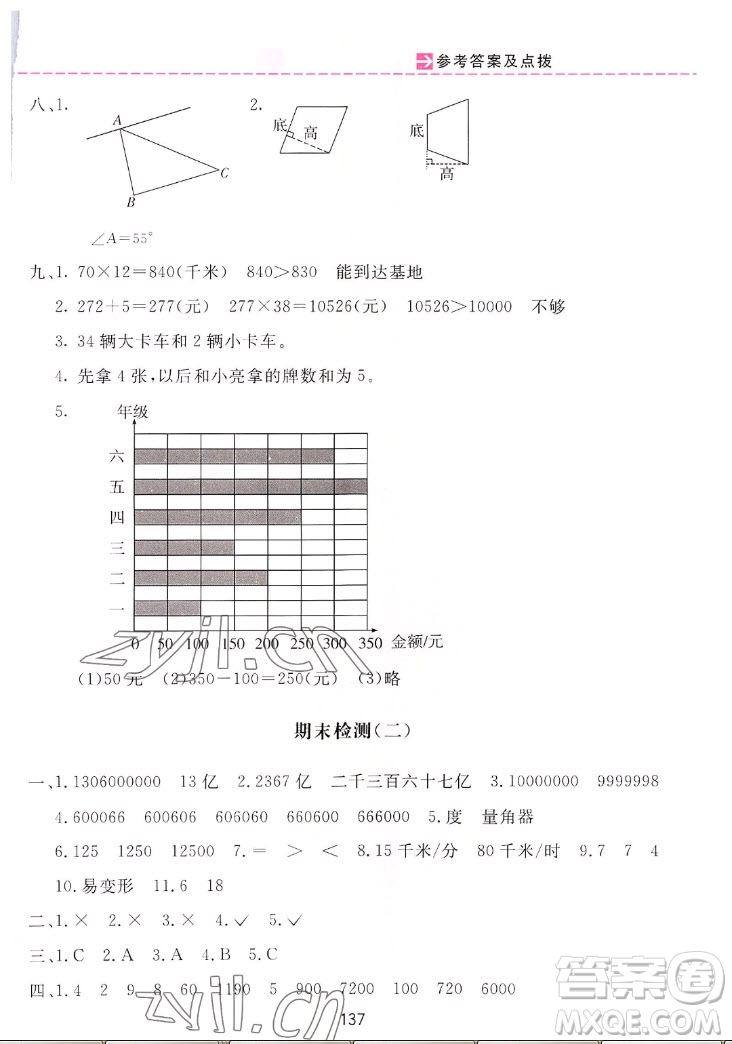 吉林教育出版社2022三維數字課堂數學四年級上冊人教版答案